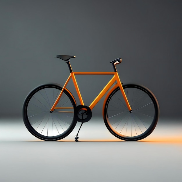 ein Fahrrad mit schwarzem Rahmen und der Aufschrift „Das Fahrrad ist orange“.