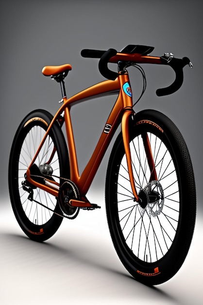 Ein Fahrrad mit schwarzem Rahmen und orangefarbener Zierleiste.