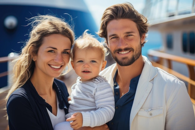 Ein Familienporträt auf dem Deck des Kreuzfahrtschiffs