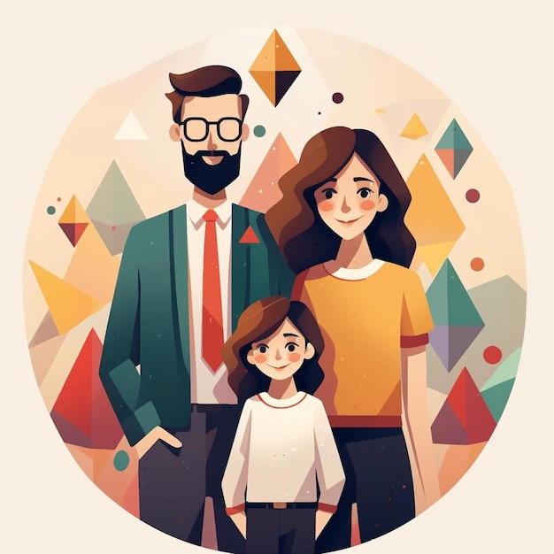 Ein Familienporträt mit einem Mädchen und einem Mann im Anzug.