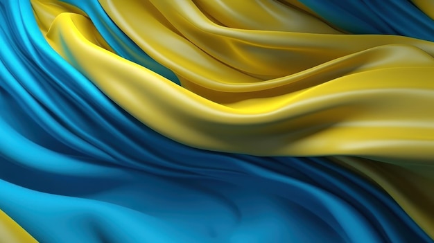 Ein farbenfroher abstrakter Hintergrund mit Wellenlinien in Blau und Gelb. Generative KI