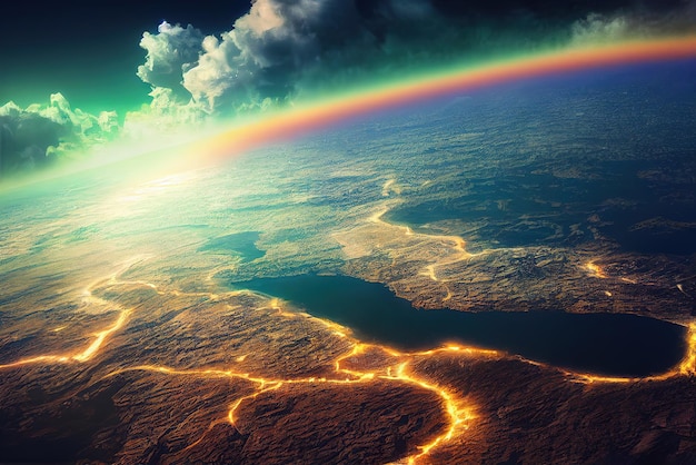 Ein farbenfroher Blick auf die Erde aus dem Weltraum