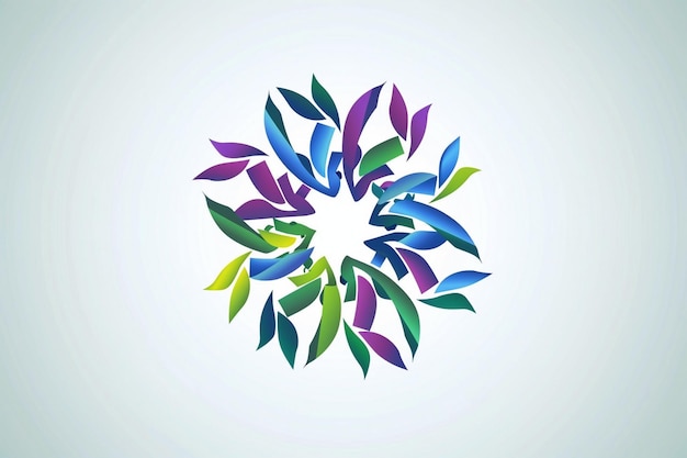 ein farbenfroher Kreis von Blättern ist von einem Kreis von Blatten umgeben