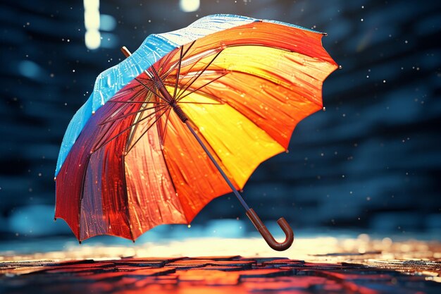Ein farbenfroher Regenschirm, der Schutz symbolisiert, und sie 00055 02