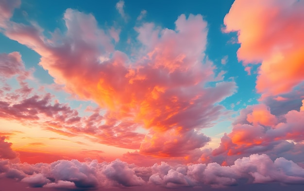 Foto ein farbenfroher sonnenuntergang mit wolken und der sonne, die durch die wolken scheint.