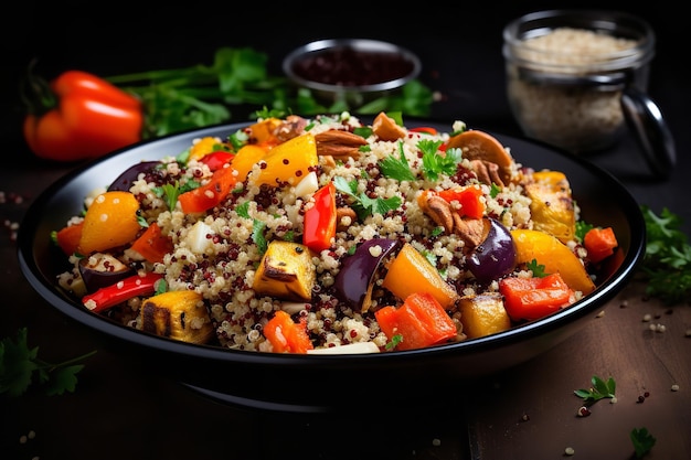 Ein farbenfroher und proteinreicher Quinoa-Salat mit geröstetem