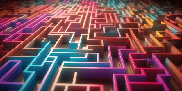 Ein farbenfrohes 3D-Labyrinth Der Weg oder Weg zur Lösung von Problemen