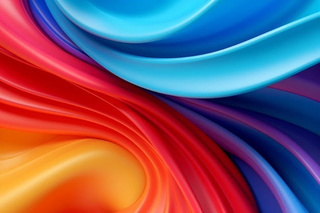 Ein farbenfrohes abstraktes Bild eines blauen, roten und orangefarbenen Spiralpapieres.