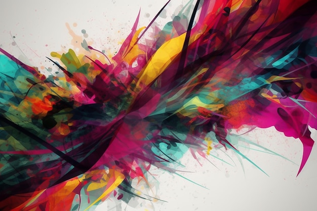 Ein farbenfrohes abstraktes Gemälde aus der Vogelperspektive.