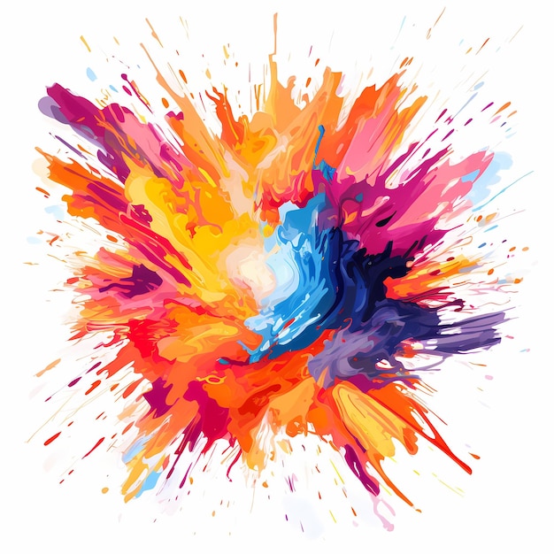 ein farbenfrohes abstraktes Gemälde eines regenbogenfarbenen Farbspritzers.