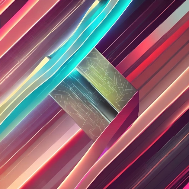 Ein farbenfrohes abstraktes Gemälde mit einem quadratischen Block in der Mitte