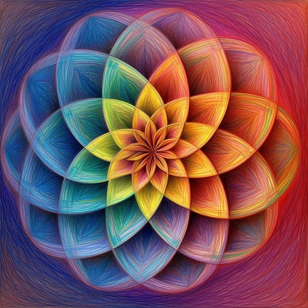 ein farbenfrohes Bild einer Spirale mit einem Spiralmuster in der Mitte.