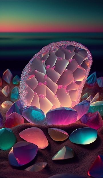 Ein farbenfrohes Bild eines Steins mit dem Wort Licht darauf