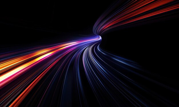 ein farbenfrohes Bild eines Tunnels mit Lichtstreifen Hochgeschwindigkeitslichtspuren-Effekt futuristische dynamische Bewegung