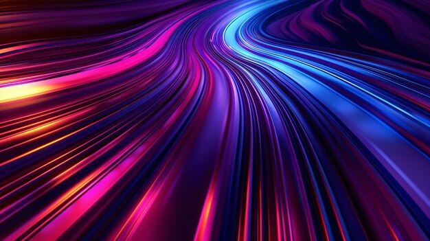 ein farbenfrohes Bild eines violetten und blauen abstrakten HintergrundsAbstrakte dreidimensionale leuchtende Kurve b