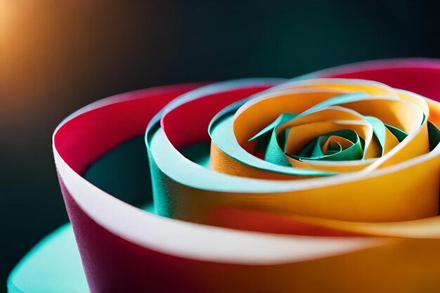 Foto ein farbenfrohes blumenarrangement mit einem roten, grünen und gelben band.