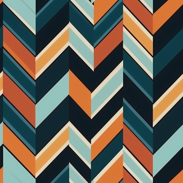 Foto ein farbenfrohes chevron-muster mit schwarzem hintergrund generativ ai