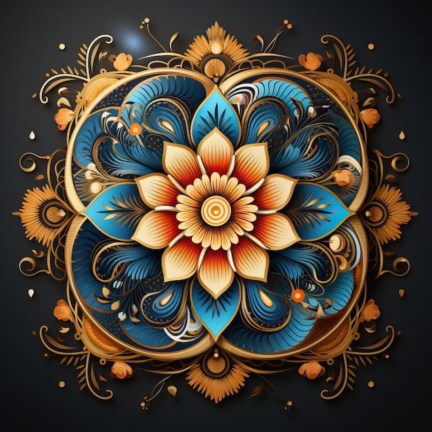ein farbenfrohes Design mit einer Blume, auf der " Blume " steht.