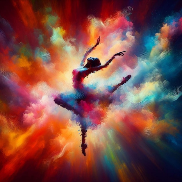 Foto ein farbenfrohes design mit einer tänzerin