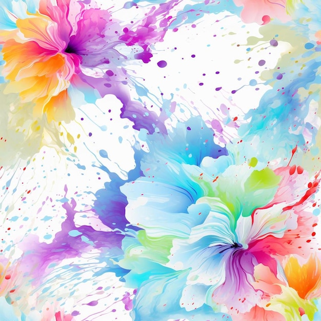 Ein farbenfrohes Gemälde mit Blumen und dem Wort Frühling.