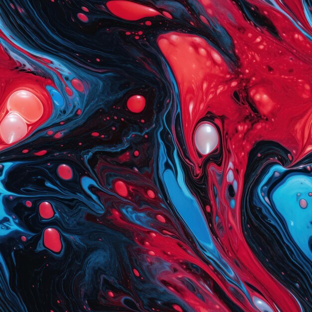 Ein farbenfrohes Gemälde mit roter und blauer Farbe.