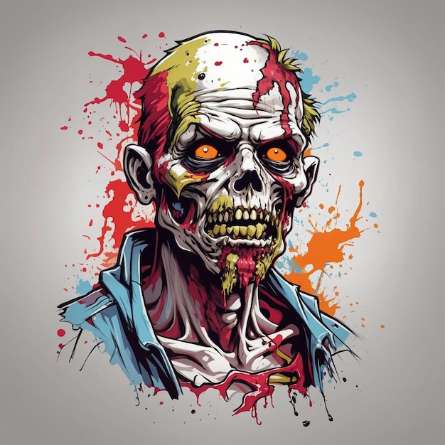 Ein farbenfrohes, gruseliges Zombie-T-Shirt-Design