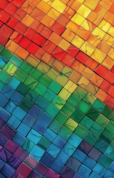 ein farbenfrohes Mosaik aus Quadraten verschiedener Farben generativ ai