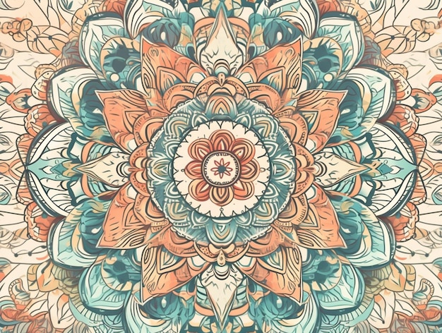 Ein farbenfrohes Muster mit einer Lotusblume.
