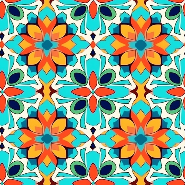 Ein farbenfrohes, nahtloses Muster mit Blumenmuster.