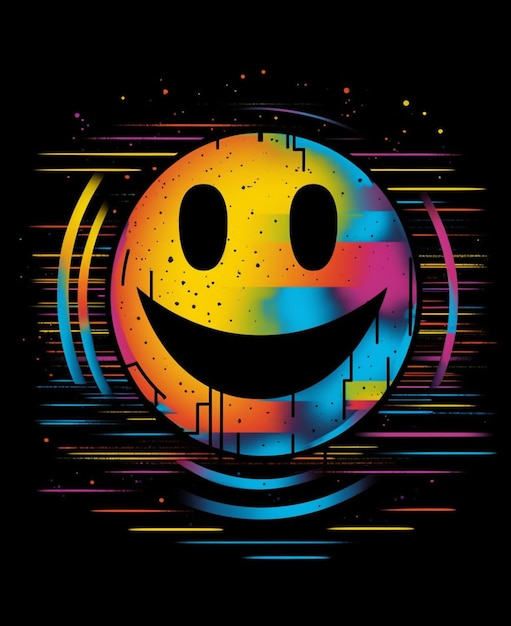 Ein farbenfrohes Smiley-Gesicht mit generativer KI im Regenbogenhintergrund