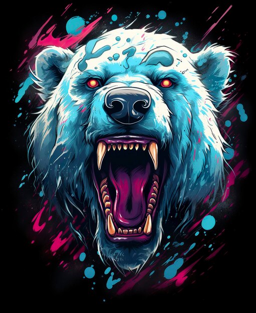 Foto ein farbenfrohes weißes eisbär-vektor-t-shirt-design