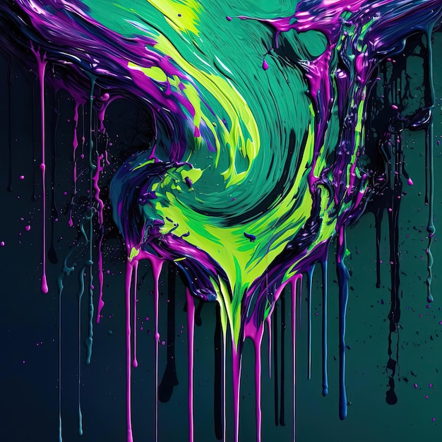 ein Farbstrahl in Neonfarben im Stil exzentrischer Schreibkunst