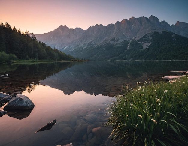 Foto ein faszinierender bergsee in polen