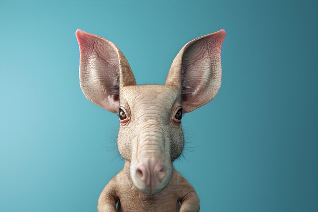Ein faszinierender hyperrealistischer 3D-Aardvark Große Ohren Schöne Ausdrücke
