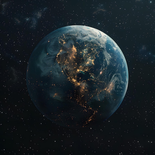 Ein faszinierendes Bild der Erde aus dem Weltraum, beleuchtet von Stadtlichtern