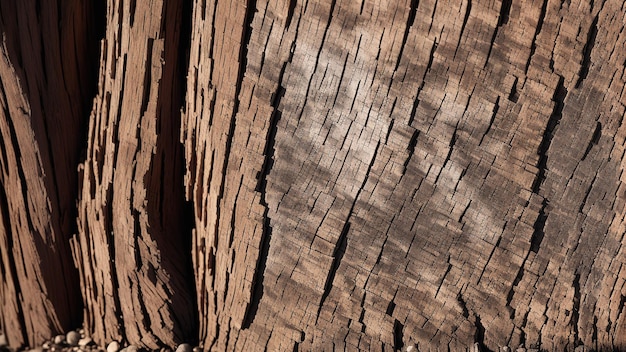 Ein faszinierendes Foto eines Holzzauns mit dem Schatten eines Baumes. KI-generativ