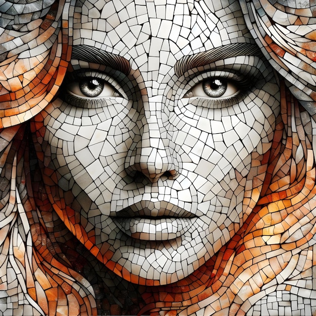 Ein faszinierendes Mosaik einer Frau mit faszinierenden Augen