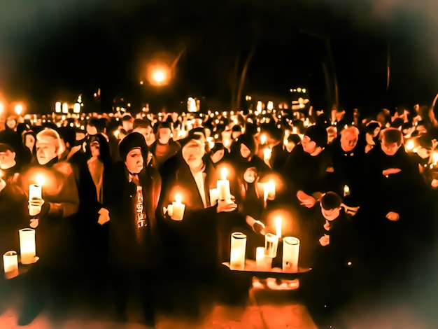 Ein feierliches Schwarz-Weiß-Foto einer Kerzenwache zu Ehren des Welt-Aids-Tages