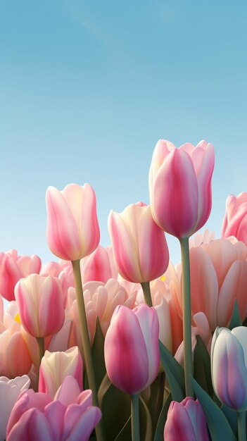 Ein Feld aus rosa und gelben Tulpen mit der Aufschrift „Tulpen“ auf der Unterseite.