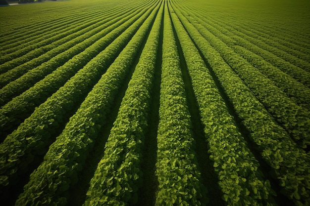 Ein Feld grüner Pflanzen mit grünem Hintergrund