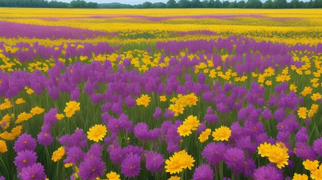 ein Feld voller farbiger Blumen