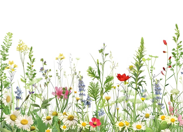 ein Feld von Blumen mit einer roten Blume in der Mitte