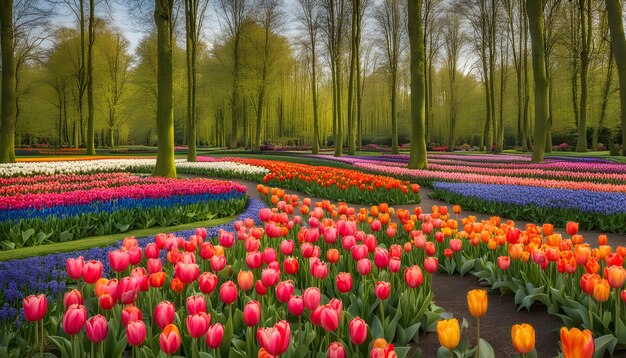 Foto ein feld von tulpen mit den wörtern tulpen im hintergrund