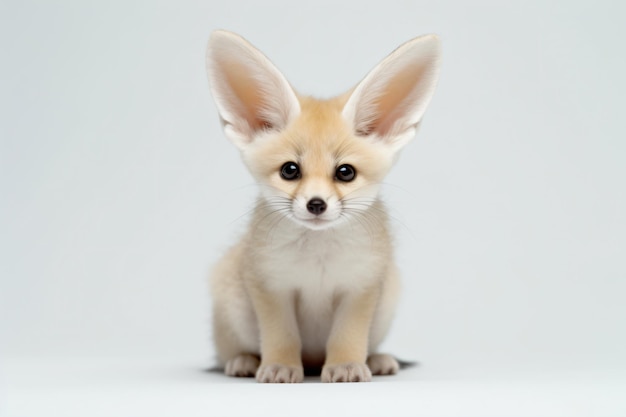 Ein Fennek-Fuchs mit weißem Hintergrund