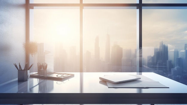 Ein Fenster mit Blick auf eine Stadt im Hintergrund