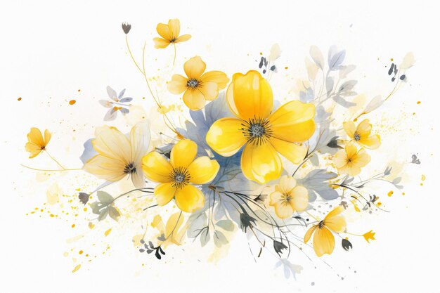 Foto ein fesselndes aquarellballett mit gelben blüten fasziniert
