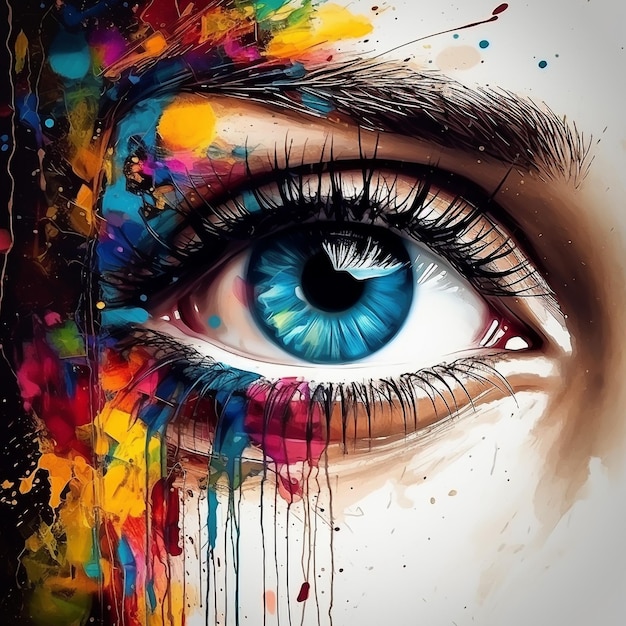 Ein fesselndes Auge mit lebendiger Iris und langen Wimpern in Nahaufnahme Porträt Porträt eines Menschen Auge