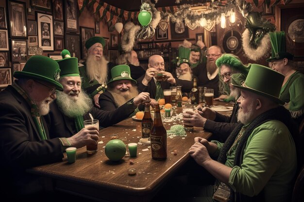 Foto ein festlicher irischer pub feiert den st. patrick's day mit traditionellen speisen