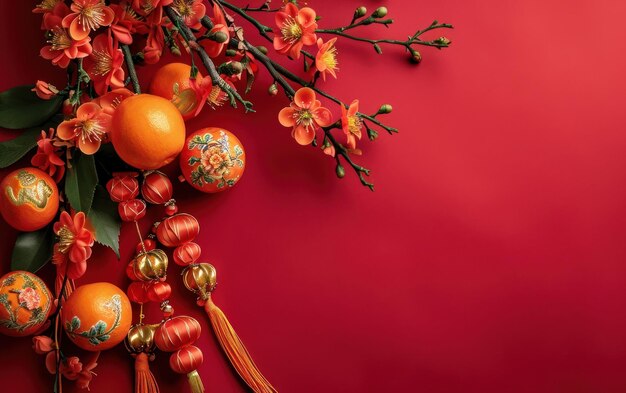 Ein festliches chinesisches Neujahrsbanner mit traditionellem Charme