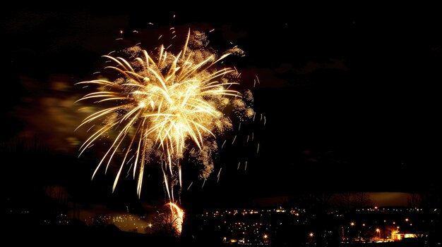 Foto ein festliches feuerwerk erleuchtet den nachthimmel, um das neue jahr zu begrüßen